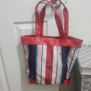 Lancome Striped Red Tote Bag